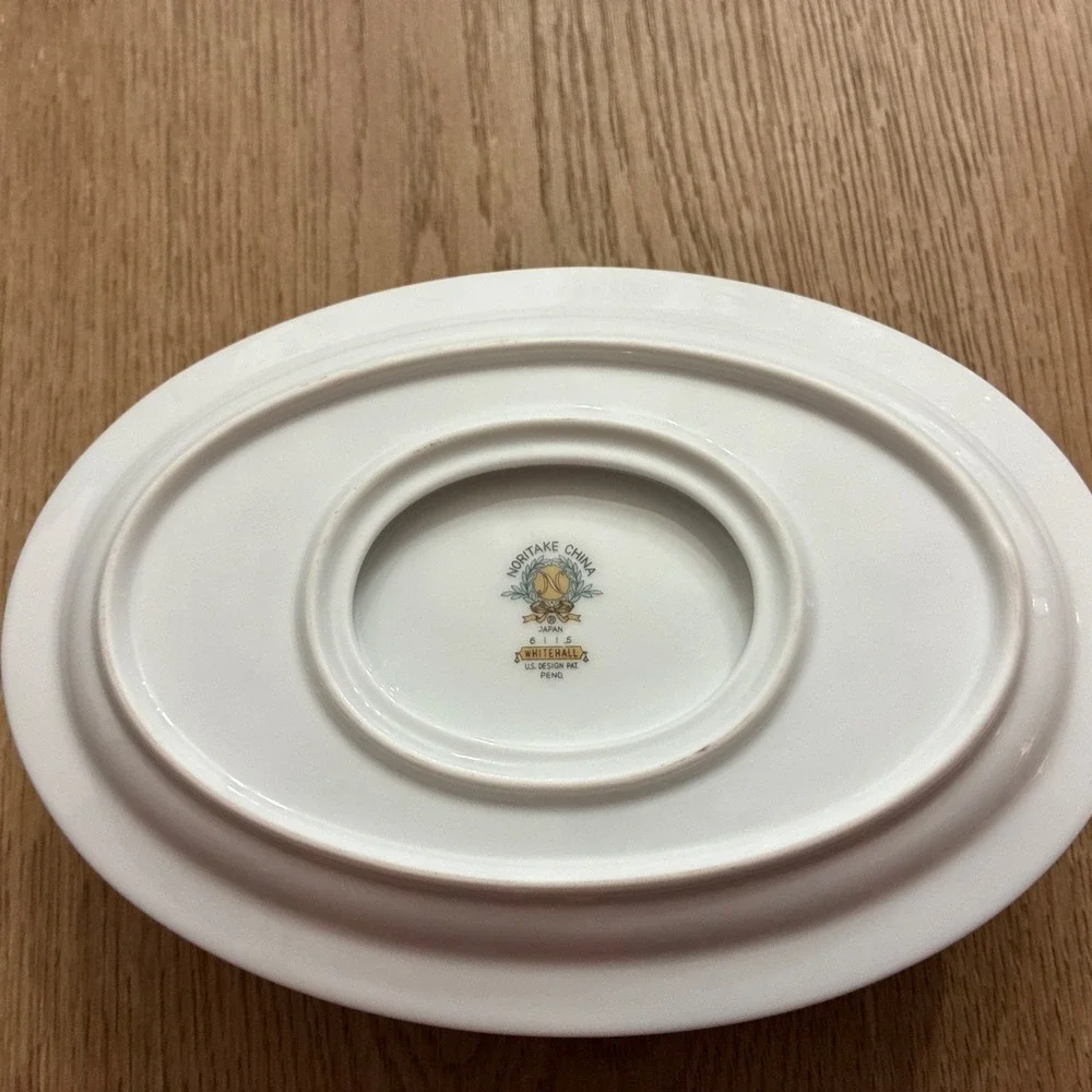 Noritake Whitehall China Gravy Boat w/Attached Underplate Silver Trim 1 PC VTG